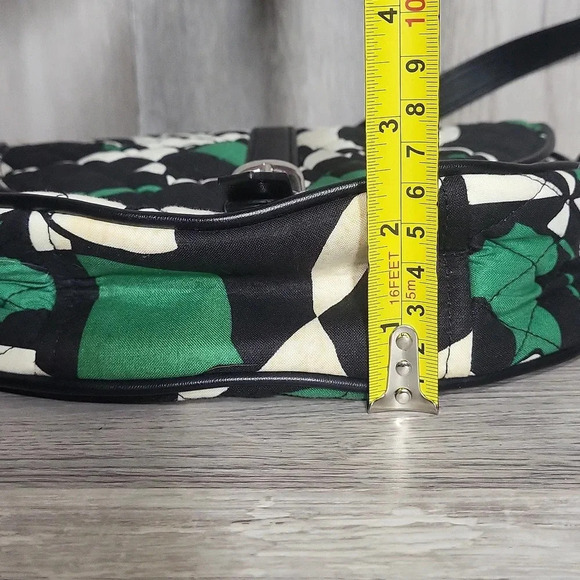 Vera Bradley Imperial Rose Green Black White Slim Saddle Bag Crossbody - Picture 15 of 16